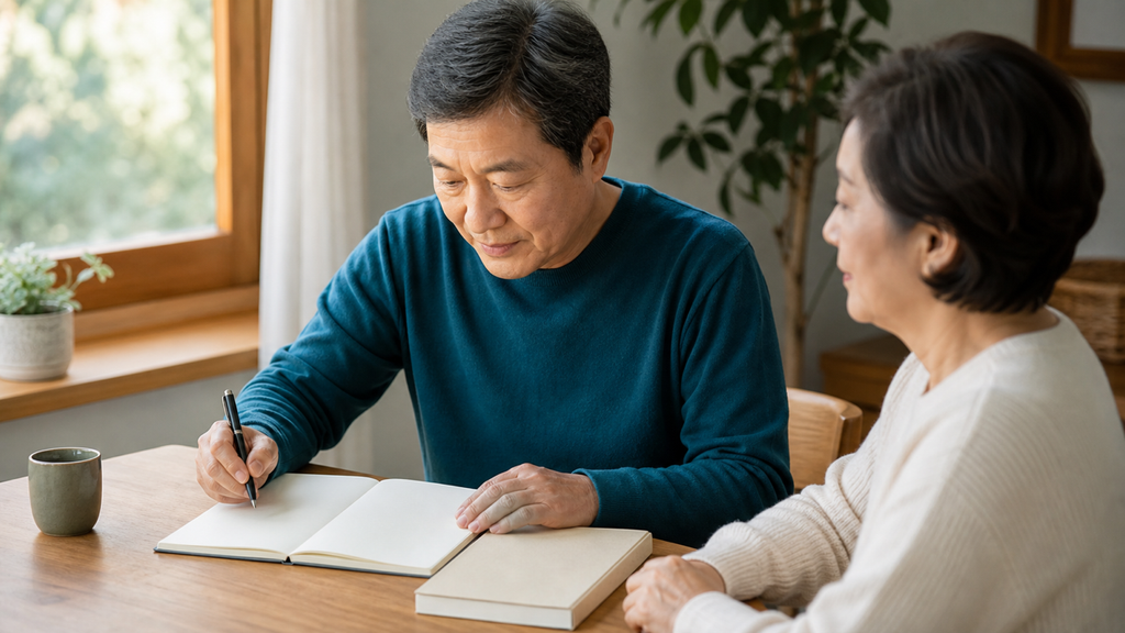 조기노령연금 수급나이와 소득 기준을 확인하는 중년 부부